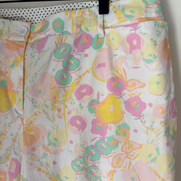 Talbot's Perfect Crop Cotton Spandex Pastel Floral Spring Crop Pants Ladies 14 - Picture 6 of 9